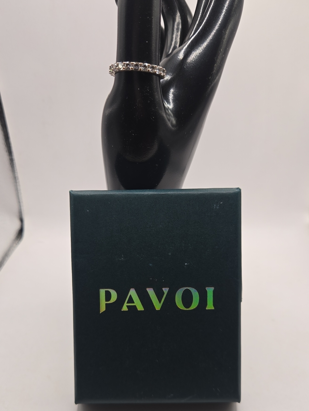 PAVOI Silver Crystal Eternity Ring - Sparkling Silver Band